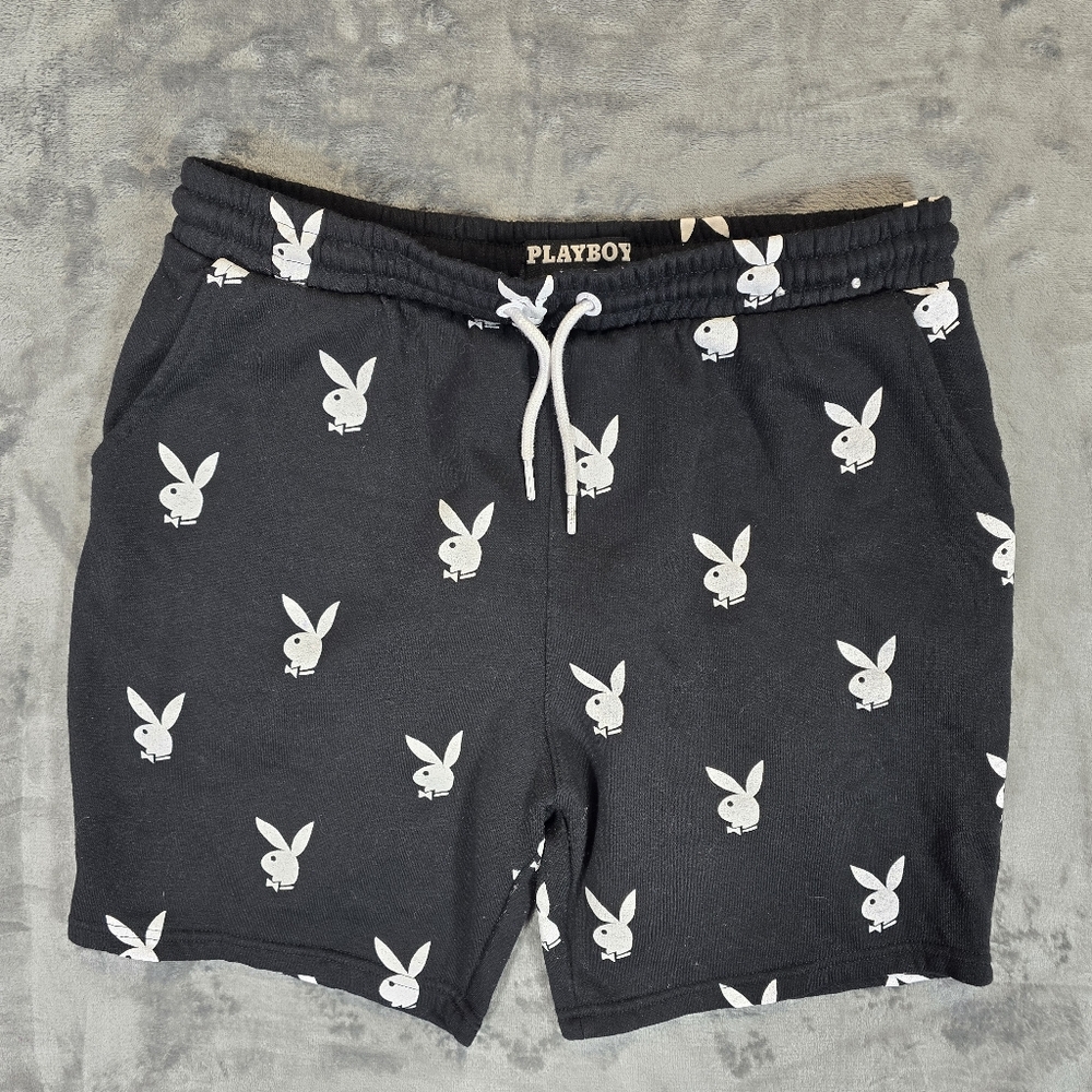 Playboy AOP All Over Print Bunny Fleece Shorts Size XL